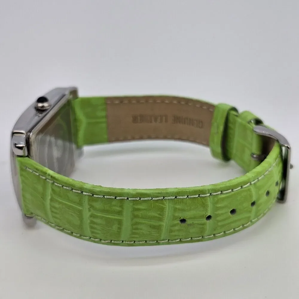 Pastorelli Women's Watch 28MM Gray Dial Green Leather Band Straps New‎ Battery